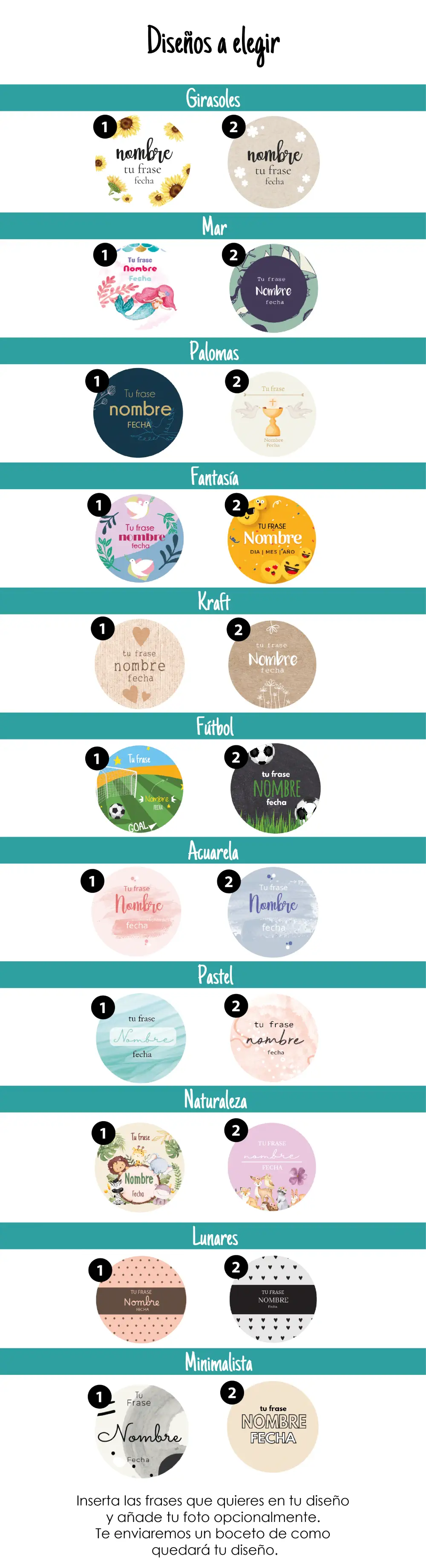 size chart comunión diseños redondos girasol